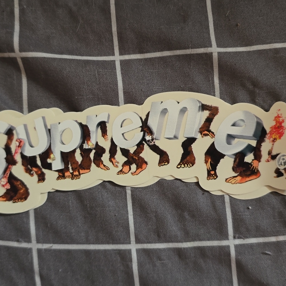 Supreme Cream and Brown Graphic Sticker